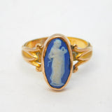 Victorian 22ct Gold & 9ct Gold Wedgwood Jasperware Cameo Ring Antique