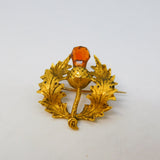 Victorian 15ct Yellow Gold Citrine Set Scottish Thistle Brooch Antique c1890