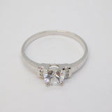 9ct White Gold & Brilliant Cut Spinel Solitaire Dress Ring Vintage c1990