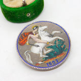 George IV Sterling Silver & Enamel Crown Coin Brooch Antique 1821