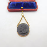 Georgian 9ct Rose Gold & Carved Basalt Philosopher Cameo Antique c1820