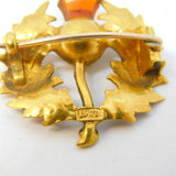 Victorian 15ct Yellow Gold Citrine Set Scottish Thistle Brooch Antique c1890