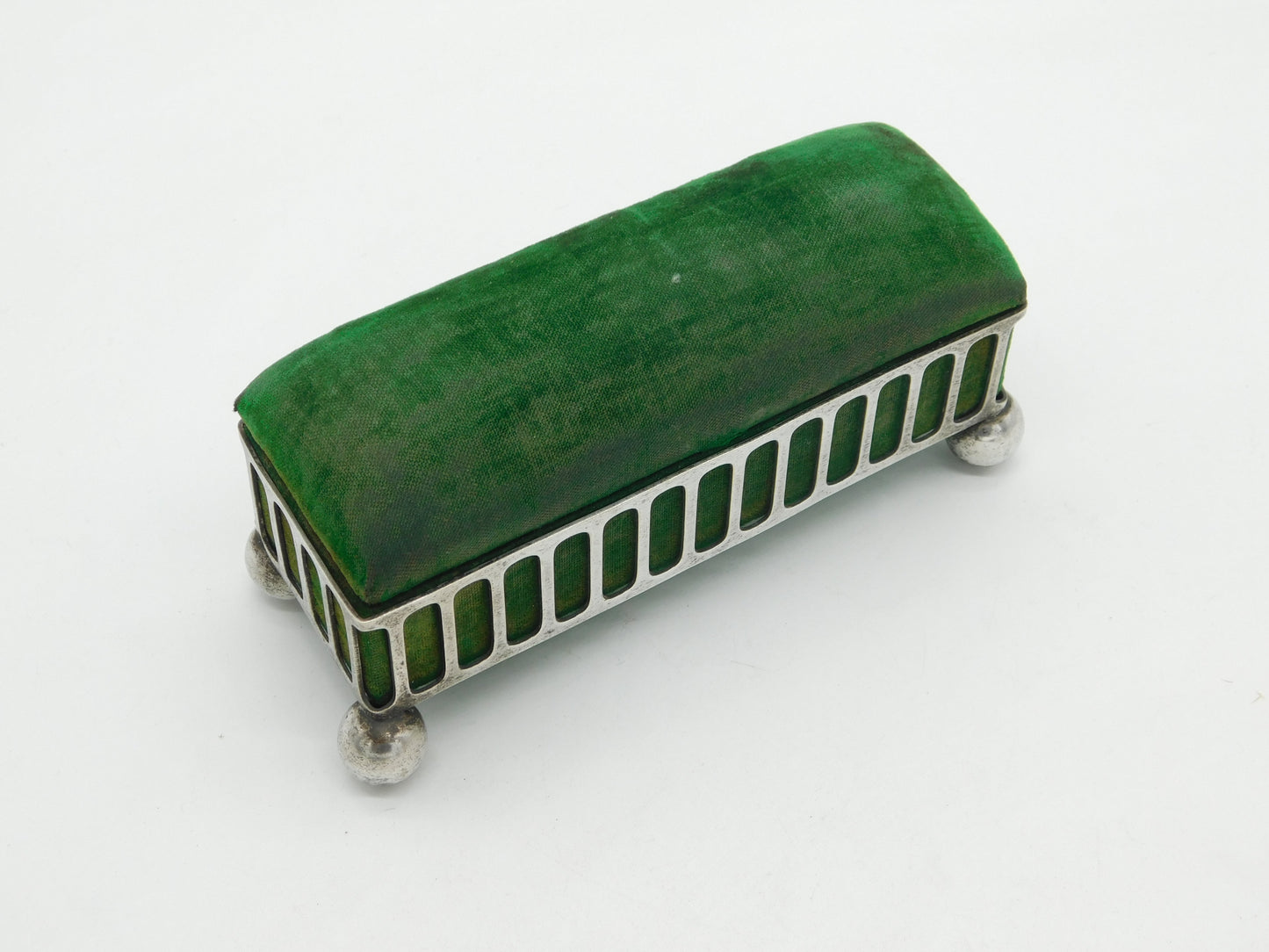 Edwardian Silver Plated Pierced Casket Pin Cushion Trinket Box c1910 Antique