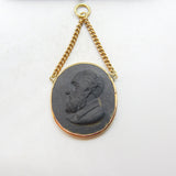 Georgian 9ct Rose Gold & Carved Basalt Philosopher Cameo Antique c1820