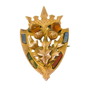 9ct Yellow Gold, Scottish Thistle, Agate & Citrine Brooch Antique 1925 Art Deco