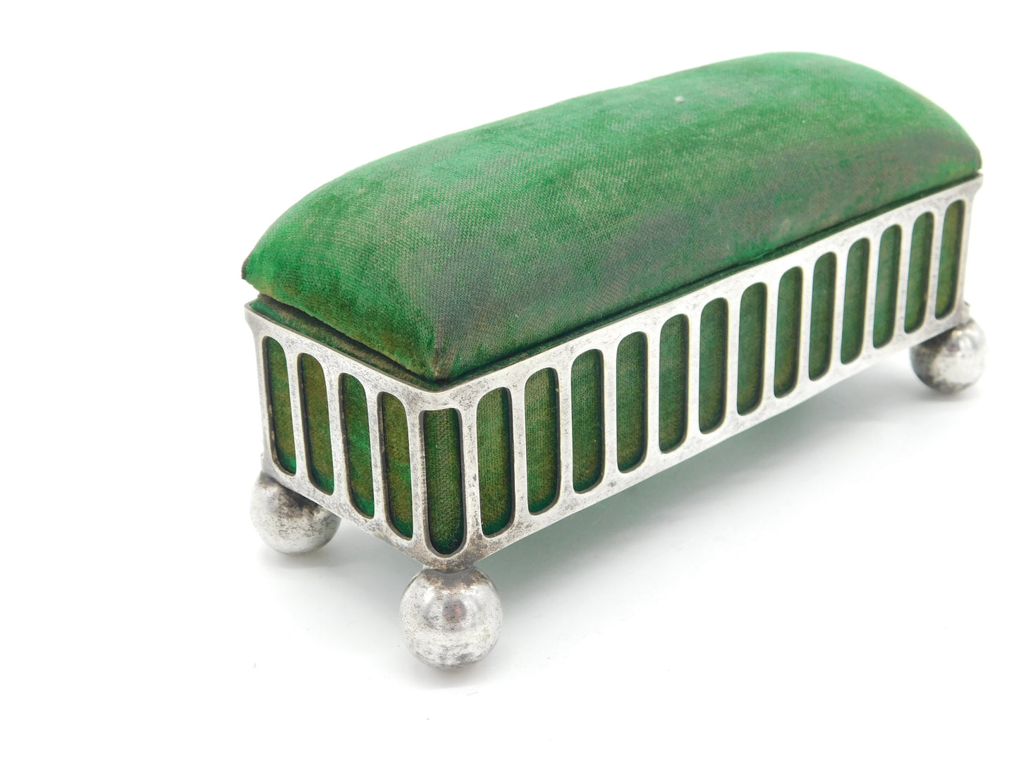 Edwardian Silver Plated Pierced Casket Pin Cushion Trinket Box c1910 Antique