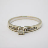 9ct White Gold & 0.33ct Diamond Solitaire Ring Vintage c1990 London