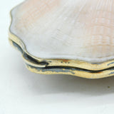 Russian .875 Silver Gilt Shell Form Makeup Mirror Compact Mid-Century c1950