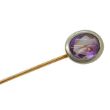 Art Deco Platinum, 14ct Gold & Oval-Cut Amethyst Stick Pin Antique c1920s