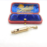 Edwardian 9ct Yellow Gold Rainway Whistle Charm or Pendant Antique c1910