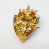 9ct Yellow Gold, Scottish Thistle, Agate & Citrine Brooch Antique 1925 Art Deco