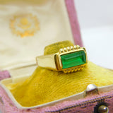 14ct Yellow Gold 2ct Columbian Emerald Band Ring Antique c1920 Art Deco
