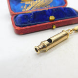 Edwardian 9ct Yellow Gold Rainway Whistle Charm or Pendant Antique c1910
