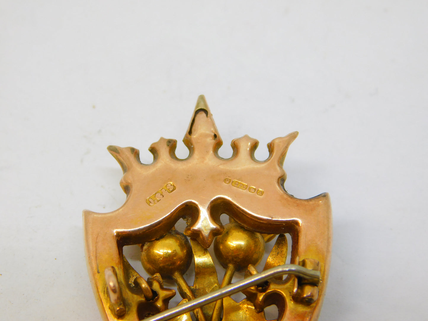 9ct Yellow Gold, Scottish Thistle, Agate & Citrine Brooch Antique 1925 Art Deco