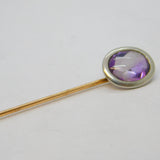 Art Deco Platinum, 14ct Gold & Oval-Cut Amethyst Stick Pin Antique c1920s