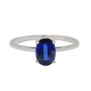 9ct White Gold & 0.6ct Oval-Cut Sapphire Solitaire Ring Vintage c1990 Birmingham