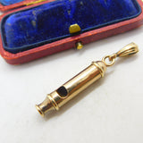 Edwardian 9ct Yellow Gold Rainway Whistle Charm or Pendant Antique c1910