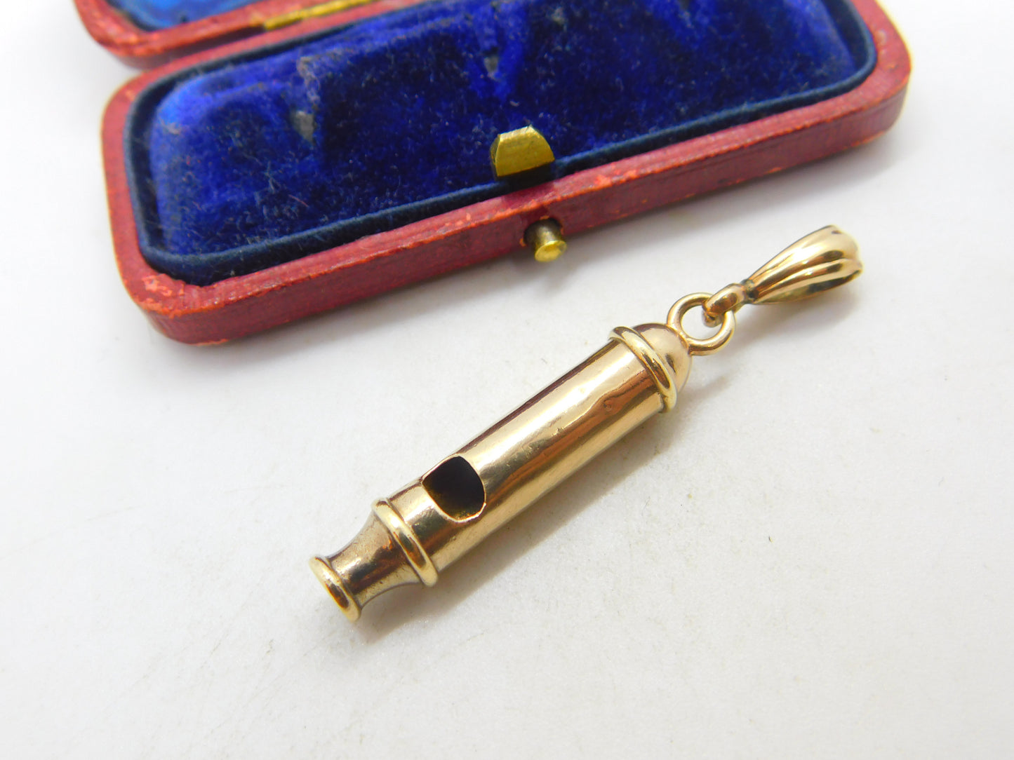 Edwardian 9ct Yellow Gold Rainway Whistle Charm or Pendant Antique c1910