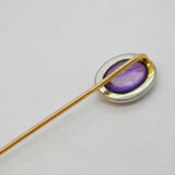 Art Deco Platinum, 14ct Gold & Oval-Cut Amethyst Stick Pin Antique c1920s