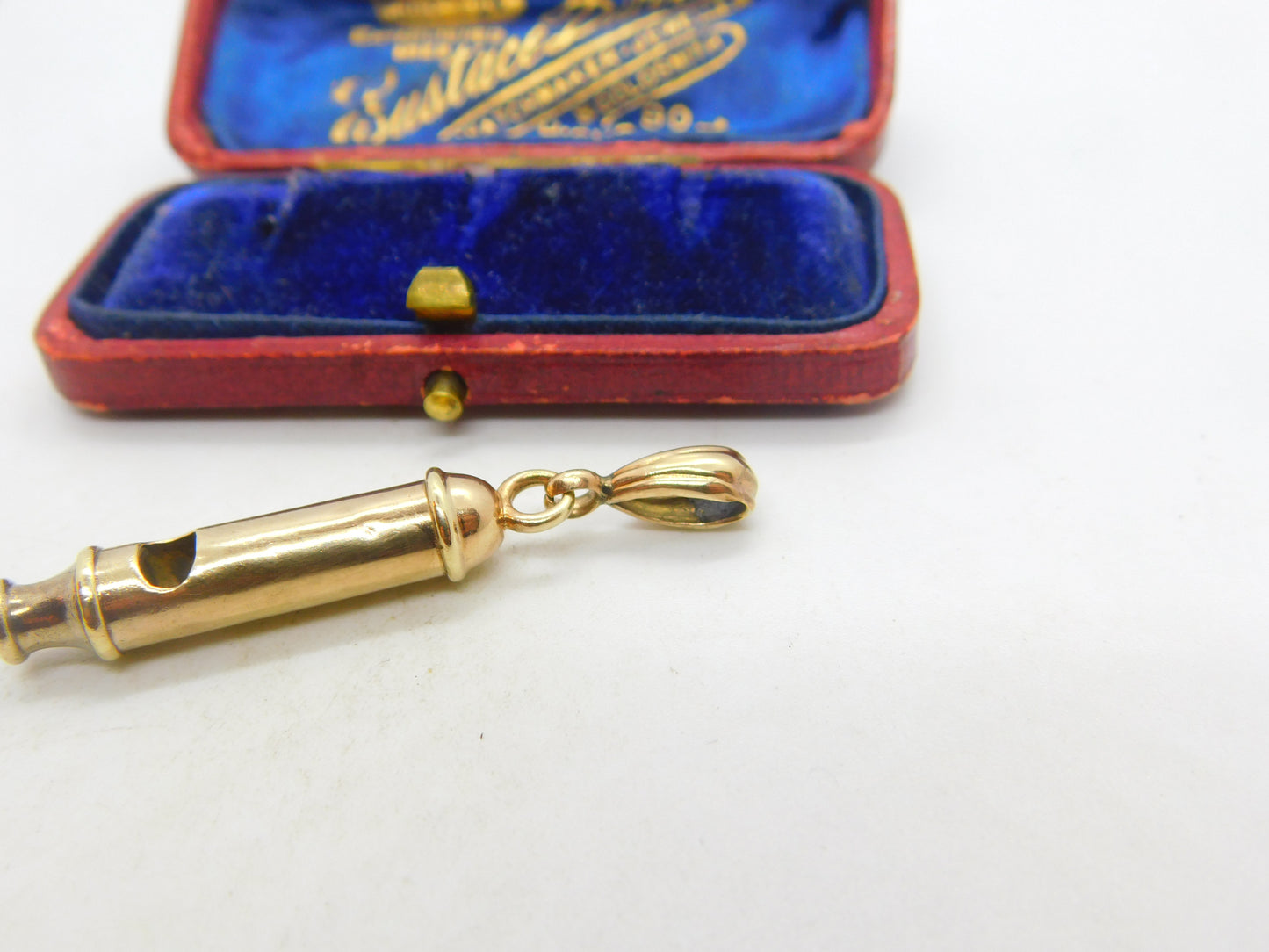 Edwardian 9ct Yellow Gold Rainway Whistle Charm or Pendant Antique c1910