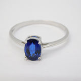 9ct White Gold & 0.6ct Oval-Cut Sapphire Solitaire Ring Vintage c1990 Birmingham