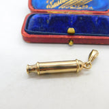 Edwardian 9ct Yellow Gold Rainway Whistle Charm or Pendant Antique c1910