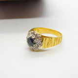 18ct Yellow Gold, Sapphire & 0.4ct Diamond Floral Cluster Ring Vintage 1995 London