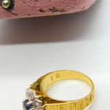 18ct Yellow Gold, Sapphire & 0.4ct Diamond Floral Cluster Ring Vintage 1995 London