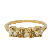 9ct Yellow Gold, Spinel & Citrine Set Dress Ring Vintage c1990