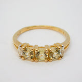 9ct Yellow Gold, Spinel & Citrine Set Dress Ring Vintage c1990