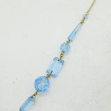 Edwardian 9ct Gold & Faceted Blue Glass Drop Pendant Necklace Antique c1910