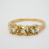 9ct Yellow Gold, Spinel & Citrine Set Dress Ring Vintage c1990