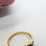 9ct Yellow Gold, Lapis Lazuli & Diamond Modernist Crossover Ring Vintage c1980