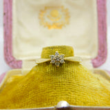 9ct Yellow Gold 0.1ct Diamond Daisy Cluster Ring Vintage c1980 London
