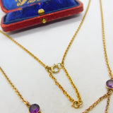 Edwardian 9ct Gold, Topaz & Amethyst Heart Form Drop Necklace Antique c1910