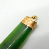 Edwardian 9ct Rose Gold Nephrite Jade Drop Pendant Antique 1906 Birmingham