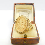 9ct Yellow Gold St. George Sovereign Style Coin Ring Vintage c1980 London