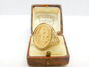 9ct Yellow Gold St. George Sovereign Style Coin Ring Vintage c1980 London