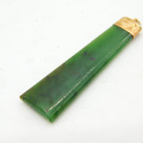 Edwardian 9ct Rose Gold Nephrite Jade Drop Pendant Antique 1906 Birmingham