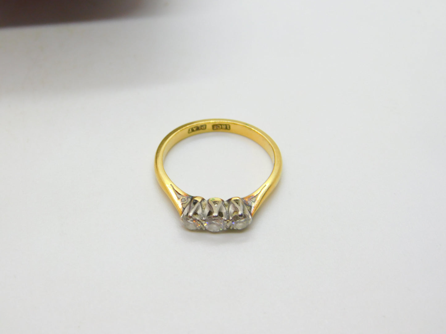 Victorian 18ct Yellow Gold & 0.25ct Set Diamond Ring Antique c1900