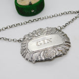 George III Sterling Silver Acorn Pattern Gin Decanter Label Antique 1818 London