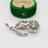 Victorian Sterling Silver & Paste Set Flower Sweetheart Brooch Antique c1890