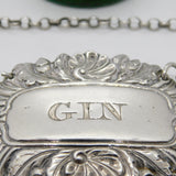 George III Sterling Silver Acorn Pattern Gin Decanter Label Antique 1818 London