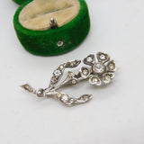 Victorian Sterling Silver & Paste Set Flower Sweetheart Brooch Antique c1890