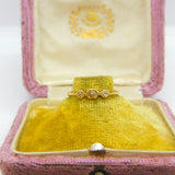 Victorian 18ct Yellow Gold, Diamond & Pearl Set Mourning Ring Antique c1880