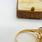 14ct Yellow Gold, Ruby & Diamond Floral Cluster Ring Vintage c1970