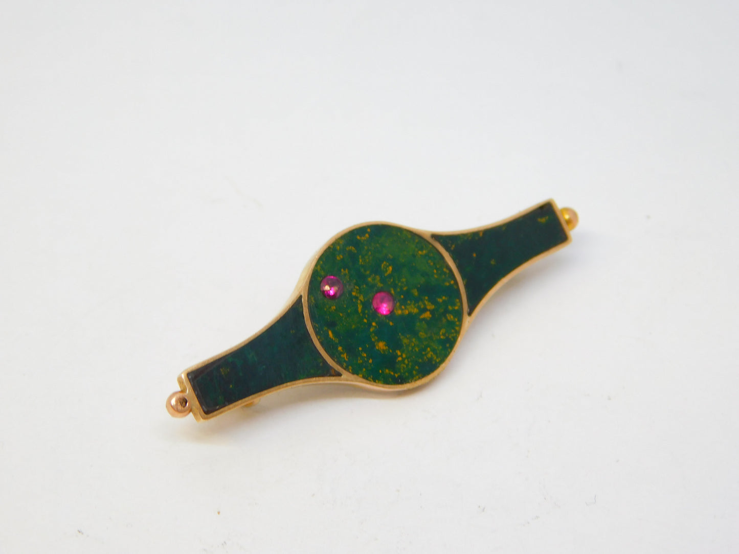 Edwardian 9ct Gold, Jasper & Ruby Set Constellation Brooch Antique c1910
