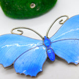 Edwardian Sterling Silver Guilloche Enamel Butterfly Brooch Antique c1910