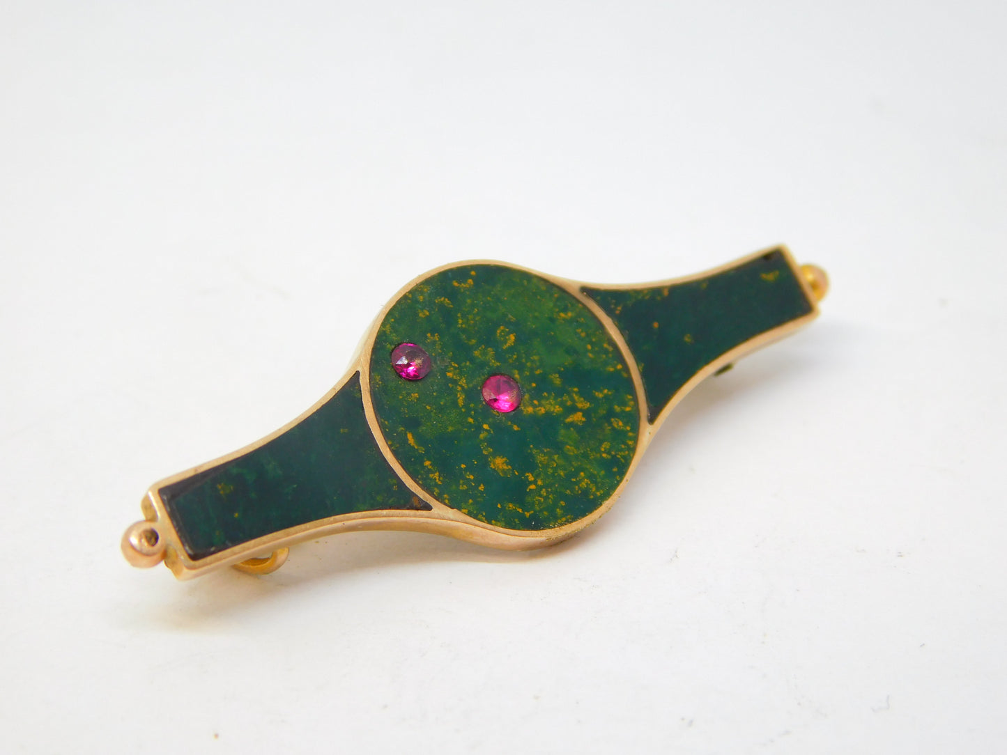 Edwardian 9ct Gold, Jasper & Ruby Set Constellation Brooch Antique c1910