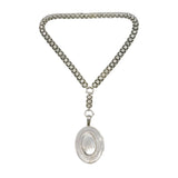 Victorian Sterling Silver Large Locket & Collar Necklace Antique 1879 Birmingham